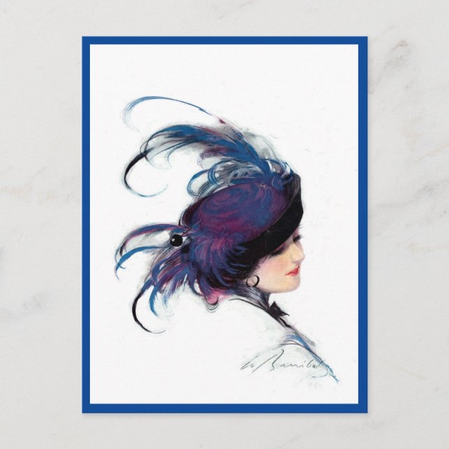 Blue-bird lady postcard (Front)