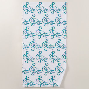 Blue bird music beach towel