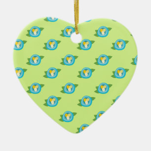Blue Bird Nests Colourful Eggs Green Leaves Nature Ceramic Tree Decoration