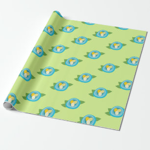 Blue Bird Nests Colourful Eggs Green Leaves Nature Wrapping Paper