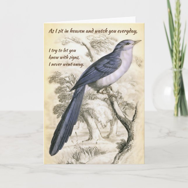 Blue Bird, Never Went Away Vintage Sympathy Card (Front)