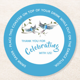 Blue Bird of Happiness Drink Saver Paper Coaster