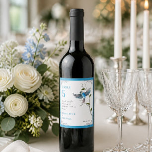 Blue Bird of Happiness Table Number Wine Label