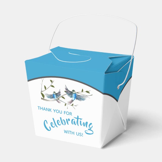 Blue Bird of Happiness Take Out Favour Box (Front Side)