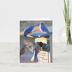 Blue bird of happiness thank you card