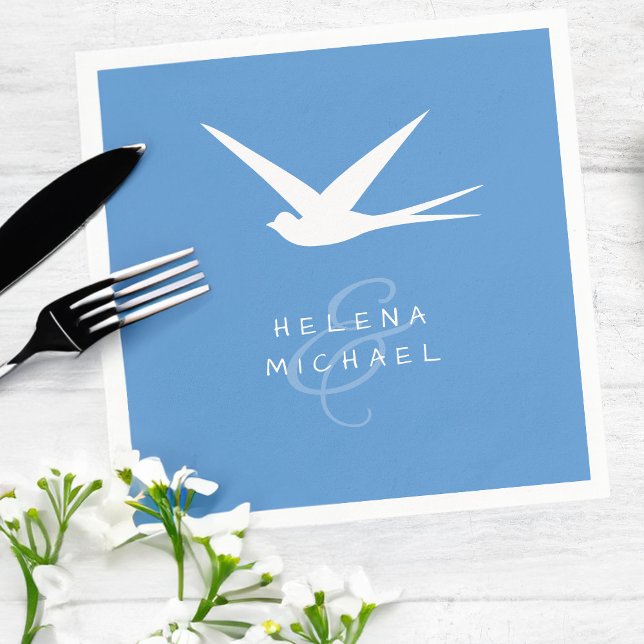Blue Bird of Happiness Wedding Day Napkin (Creator Uploaded)