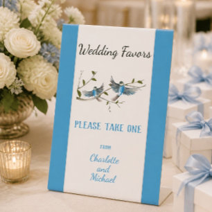 Blue Bird of Happiness Wedding Favour Pedestal Sig Sign