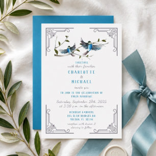Blue Bird of Happiness Wedding Invitation