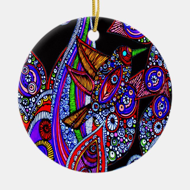 Blue Bird Of Paradise Black Ornament (Front)