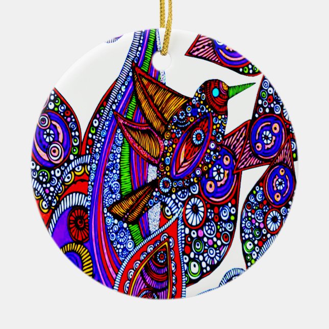 Blue Bird Of Paradise White Ornament (Front)