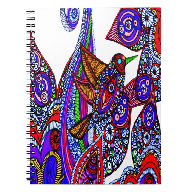 Blue Bird Of Paradise White Spiral Notebook (Front)