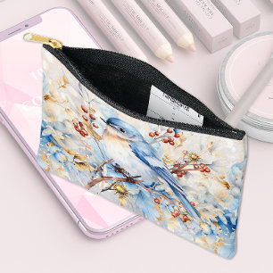 Blue Bird on a branch Accessory Pouch