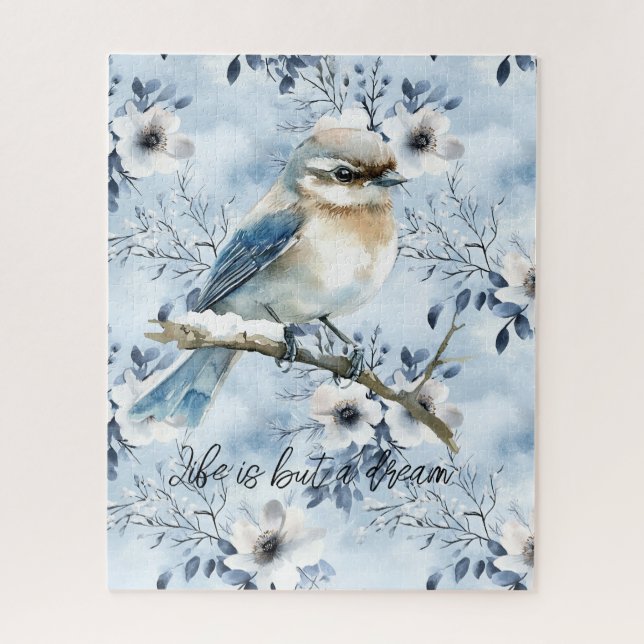 Blue Bird on a Tree Branch Jigsaw Puzzle (Vertical)