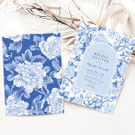 Blue Bird Peony Chinoiserie Garden Bridal Shower Invitation<br><div class="desc">This chinoiserie-inspired design features elegant botanical florals,  birds and greenery in delft blue and white. Personalise the invite with your details and if you want to further re-arrange the style and placement of the text,  please press the "Click to customise further" button.</div>