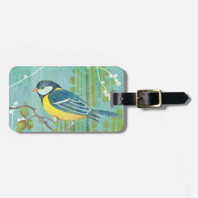 Blue Bird Perched on a Tree Luggage Tag (Front Horizontal)