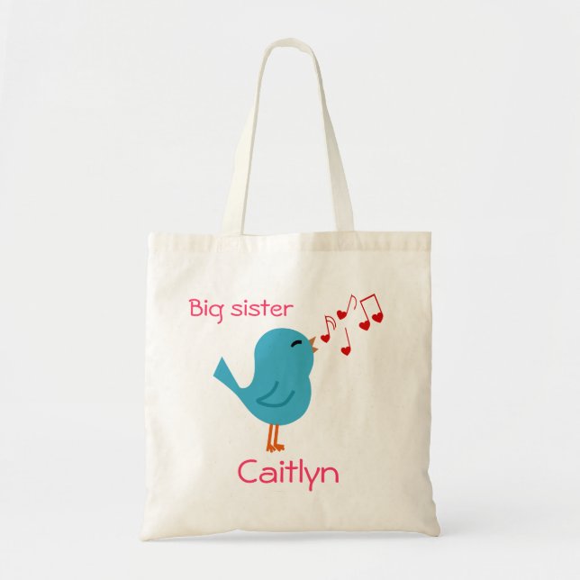 Blue Bird Personalised Big Sister Tote Bag (Front)