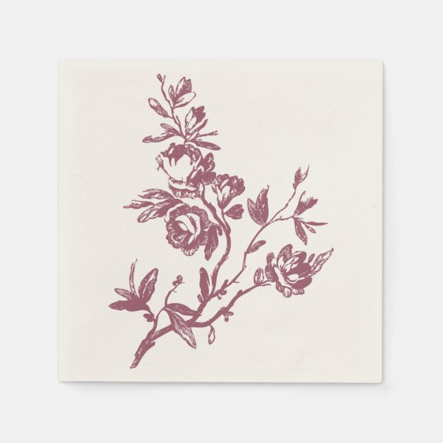 Blue Bird Pink Thank You Floral Heart Napkins (Front)