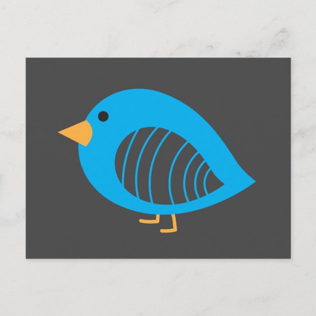 Blue bird quirky birds postcard (Front)