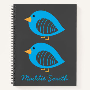 Blue bird quirky cool Spiral Notebook