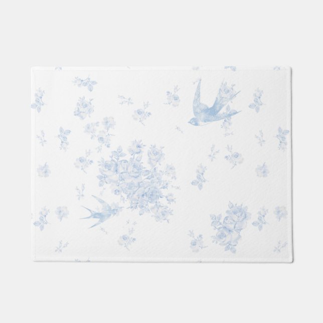 Blue Bird & Roses Doormat (Front)