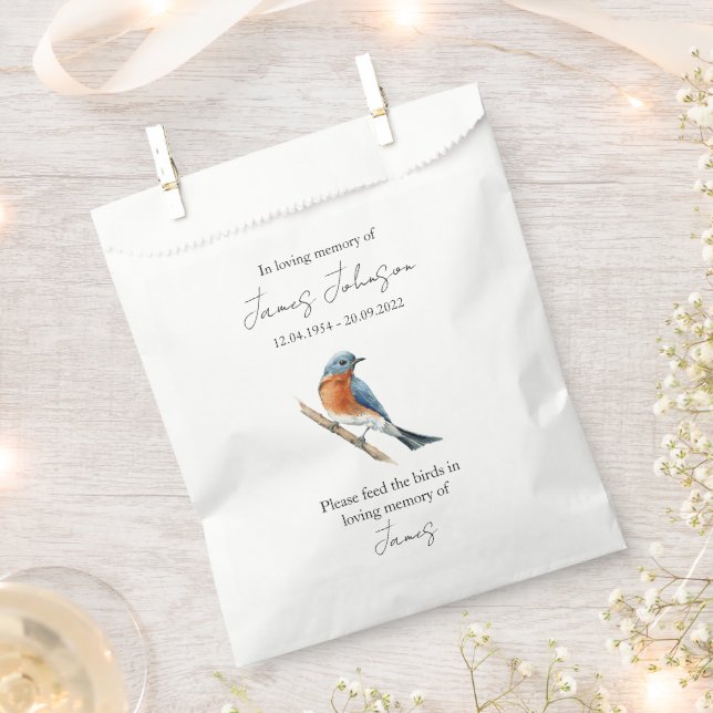 Blue Bird Seed Memorial Funeral  Favour Bags (Clipped)
