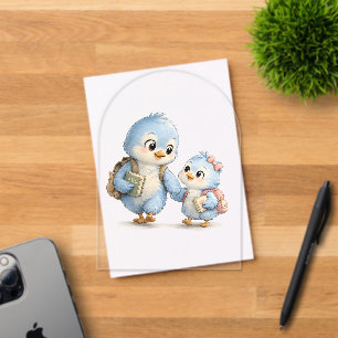 Blue Bird Siblings Acrylic Invitation