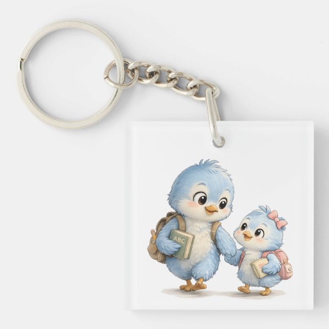 Blue Bird Siblings Acrylic Keychain (Front)