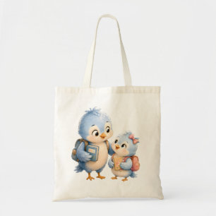 Blue Bird Siblings Canvas Shopper Tote Bag