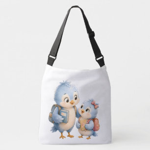 Blue Bird Siblings Crossbody Tote Bag