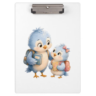 Blue Bird Siblings Cute Clipboard