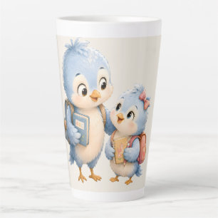 Blue Bird Siblings Latte Coffee Mug