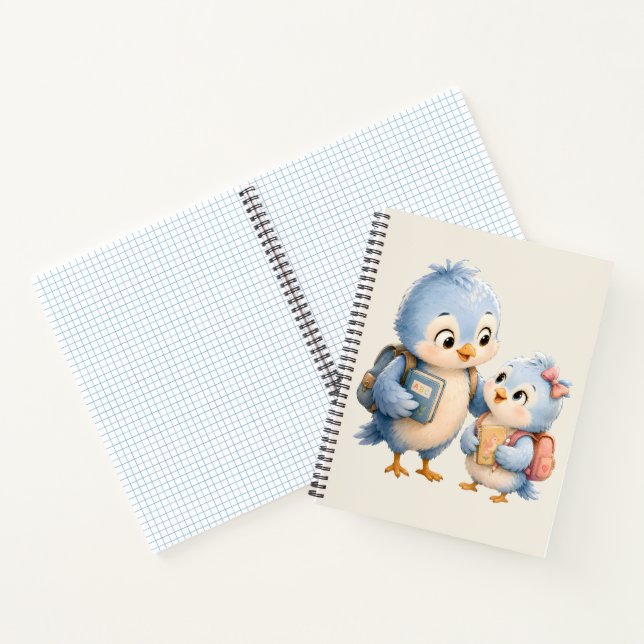 Blue Bird Siblings Photo Notebook (Inside)