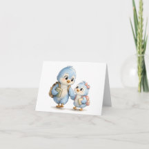 Blue Bird Siblings Thank You Card