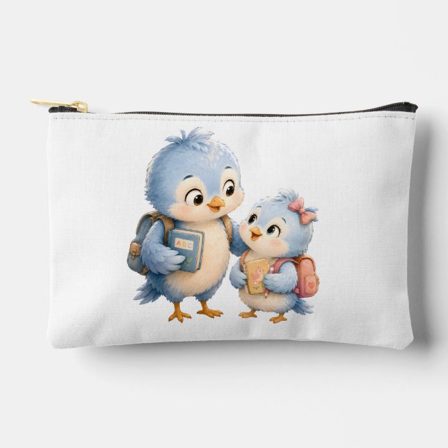 Blue Bird Siblings Travel Pouch (Front)