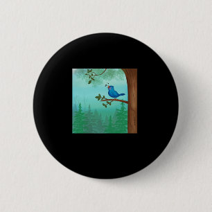 Blue Bird Sticker 6 Cm Round Badge
