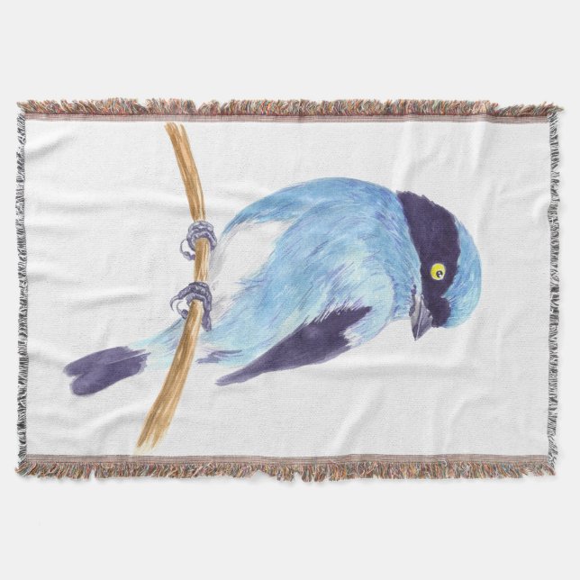 Blue bird throw blanket (Front)