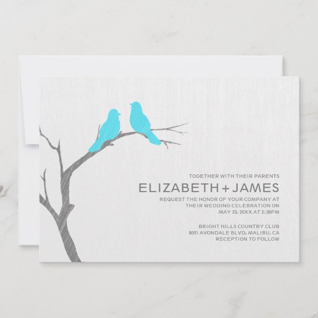 Blue Bird Wedding Invitations (Front)