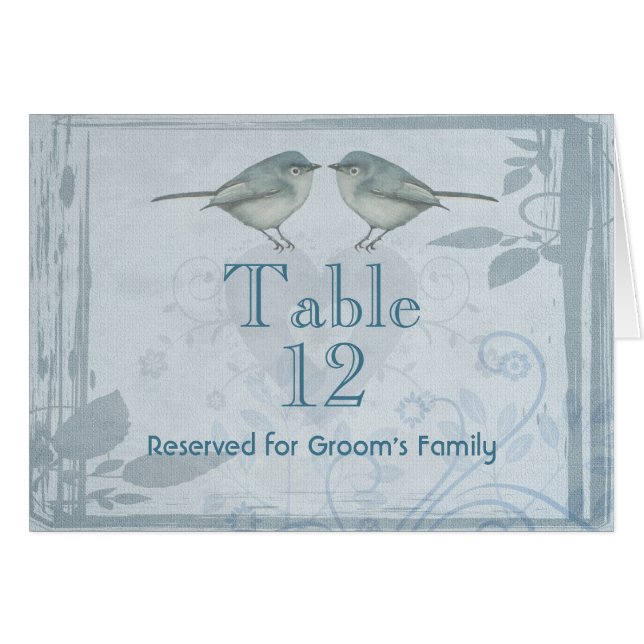 Blue Bird Wedding Table Number (Front Horizontal)