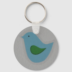 blue bird with green wing key ring