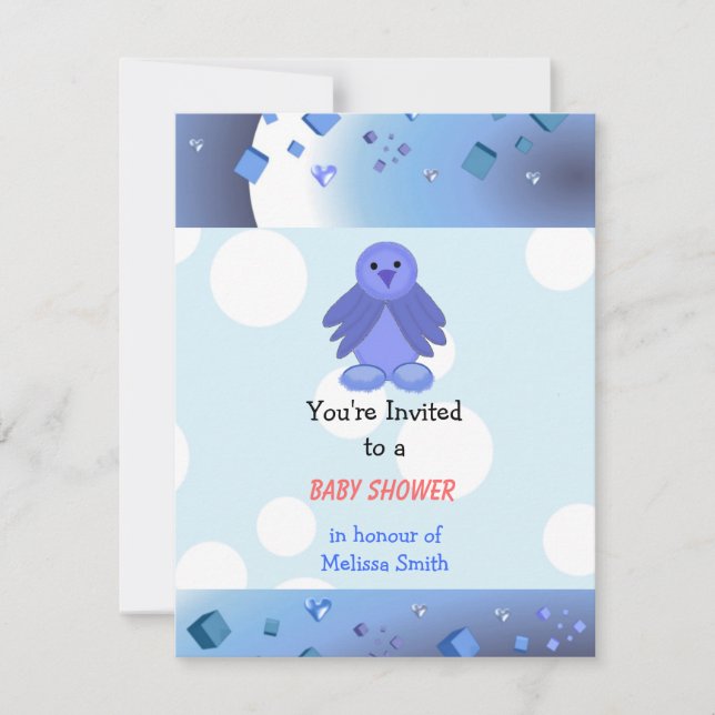 Blue Birdie Baby Shower Invitation (Front)