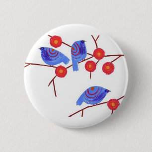 Blue Birds 6 Cm Round Badge