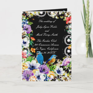 Blue Birds And Botanical Floral Wedding Program Thank You Card