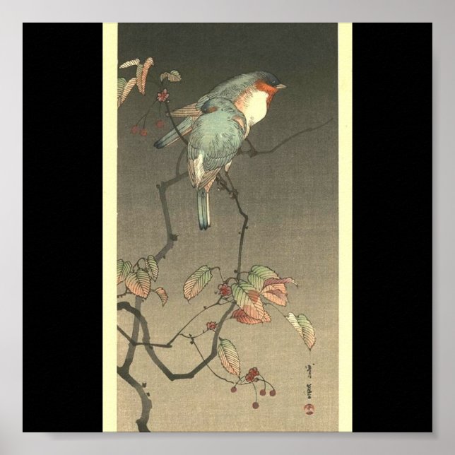 Blue Birds at Night by Seitei Watanabe 1851- 1918 Poster (Front)