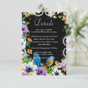 Blue Birds & Botanical Wedding Details Enclosure Invitation
