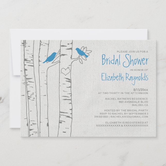 Blue Birds Bridal Shower Invitations (Front)