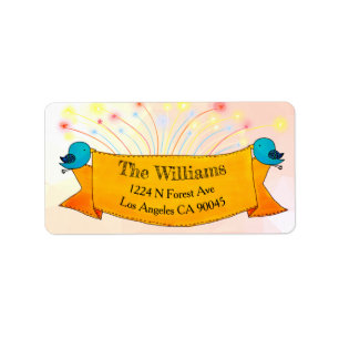 Blue Birds & Bright Fireworks Garden Pink Mailing Label