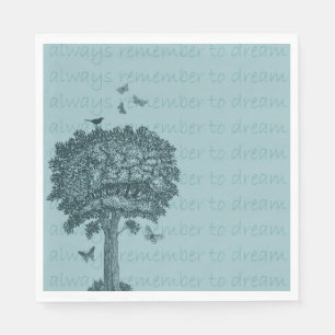 Blue Birds Butterflies Dream Tree Napkin