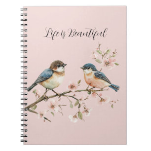Blue Birds Cherry Blossom Notebook