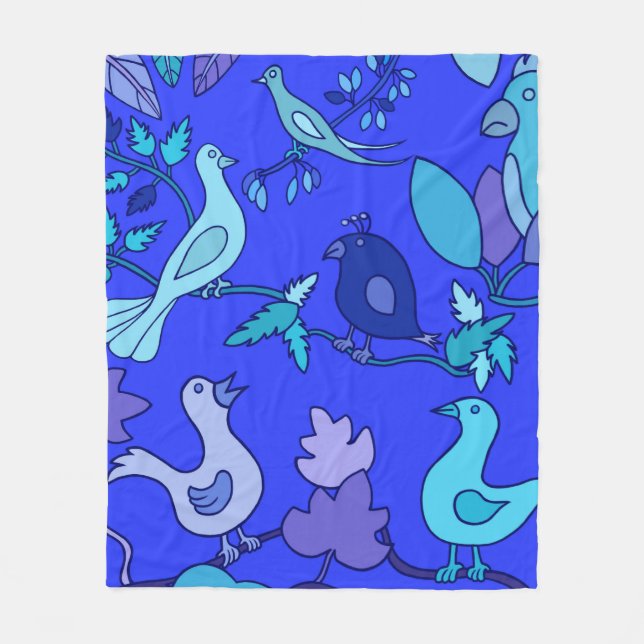 Blue Birds Fleece Blanket (Front)