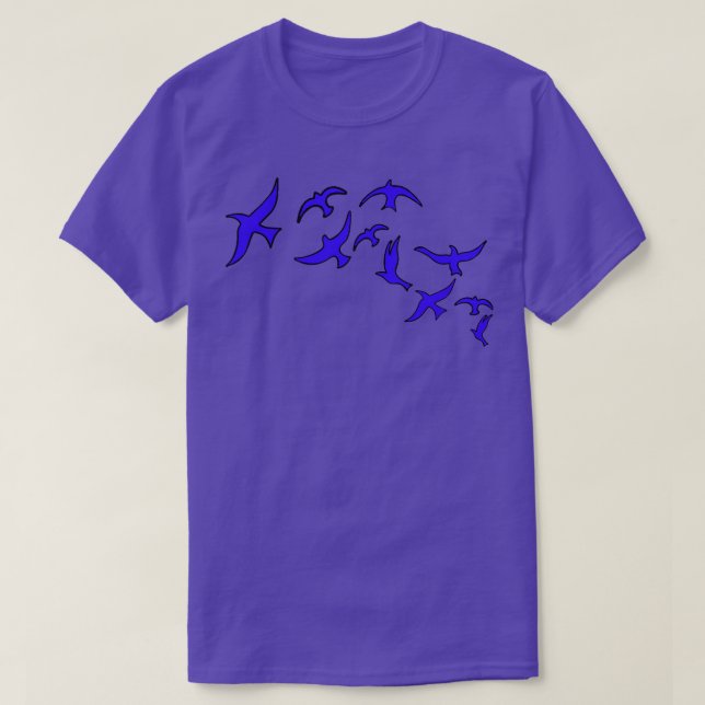 Blue birds flying T-Shirt (Design Front)